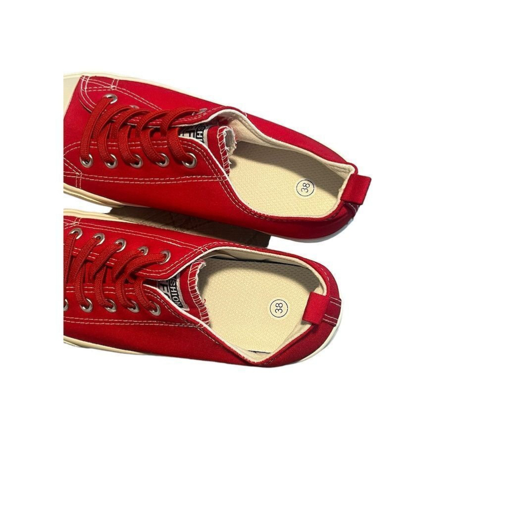Fashion Fefoe Red Canvas Low Top Sneakers Women's Size 7 - Picture 5 of 7